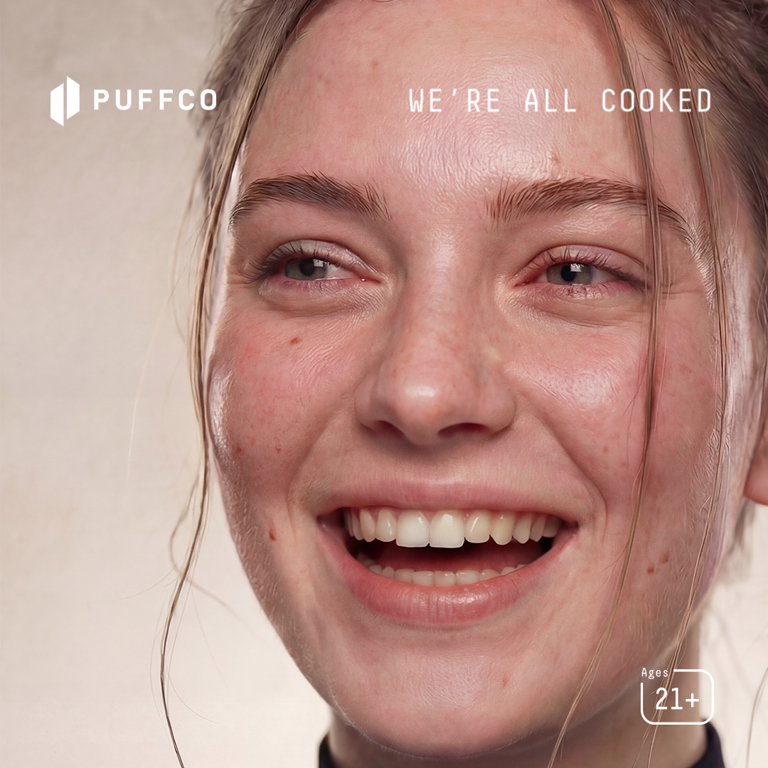 Puffco · merch page ad: A laugh, and nothing for sale in the frame.