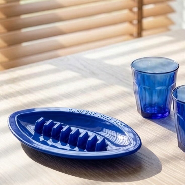 Jane West post: August. The Gameday football ashtray, in team colors.